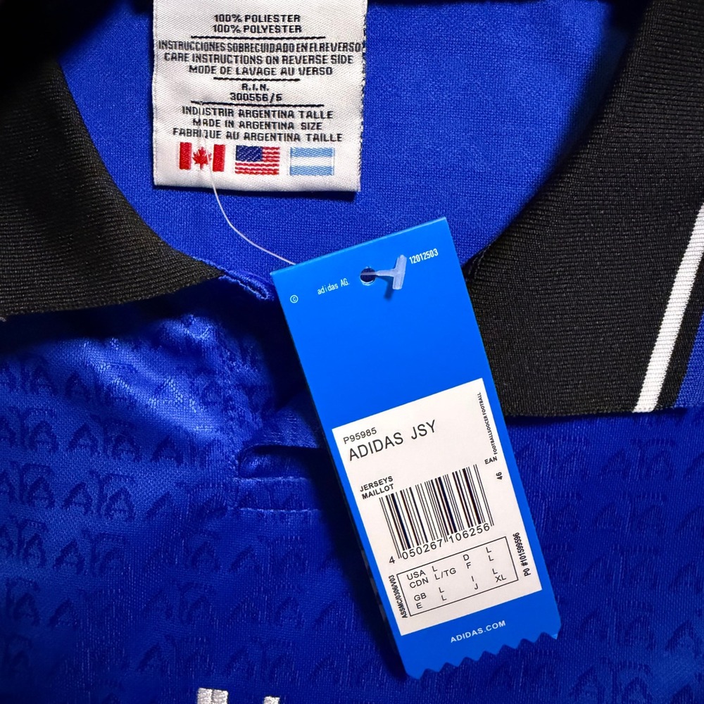 Adidas Argentina 1994 Away Retro Jersey Messi 10 Blue Soccer Shirt Mens Large - Picture 6 of 7